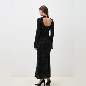 Chic Black Glitter Long Sleeve Dress